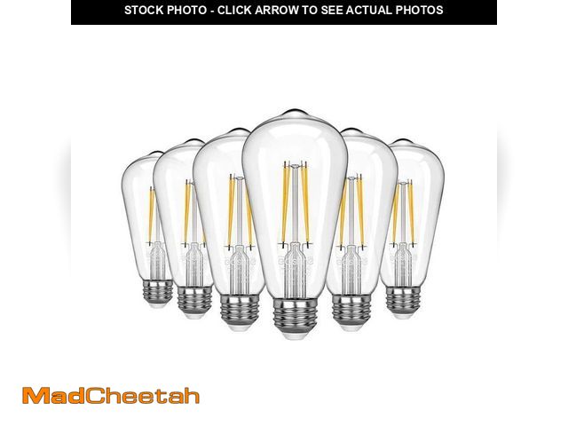 Lot 74-14222785 - EDISHINE 60-Watt Equivalent ST64 Dimmable Edison LED Light Bulb, 4000K Cool White (6-Pack) - UNUSED