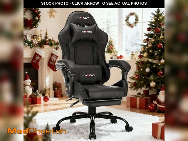 Lot 74-13060233 - JONPONY Big and Tall 400LBS Gaming Chair, Ergonomic Design, Gamer Chair PU Leather with Footrest and...