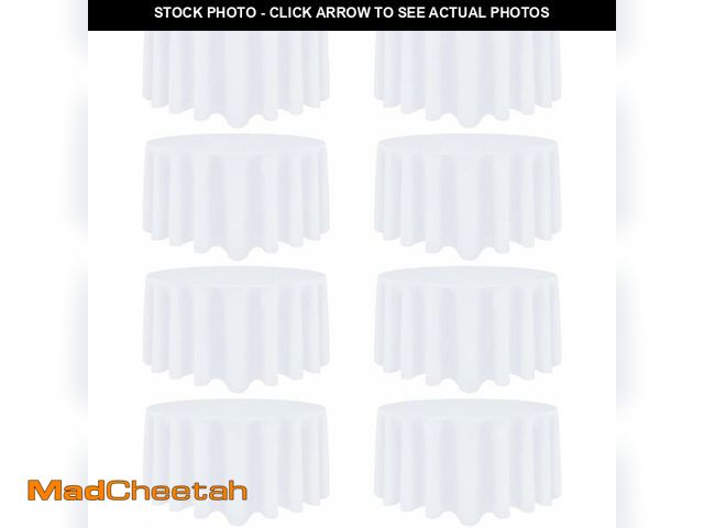 Lot 74-13583185 - Heneger 8 Pack White Round Tablecloth 90 Inch White Table Cloth Stain and Wrinkle Resistant Reusable...