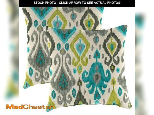 Lot 74-14322275 - Jordan Manufacturing 16 in. L x 16 in. W x 4 in. T Square Outdoor Throw Pillow in Paso Turquoise (2-...