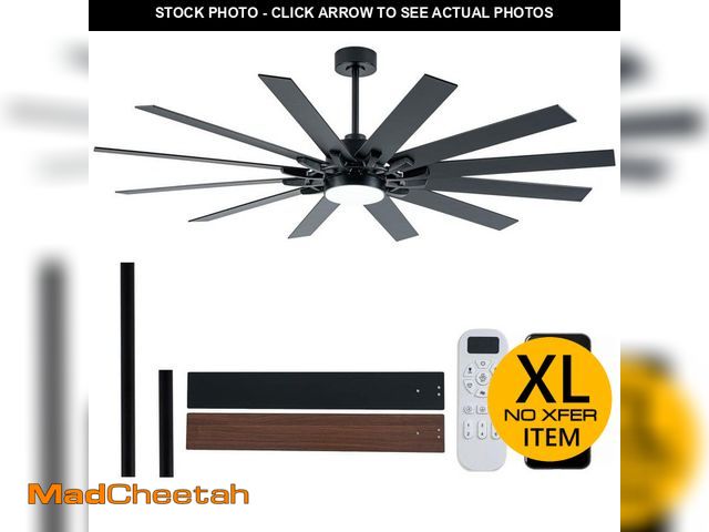 Lot 74-14360839 - Fanora 72 in. 12-Blade Black Low Profile Standard Ceiling Fan with Integrated LED, Two-Toned Blades ...