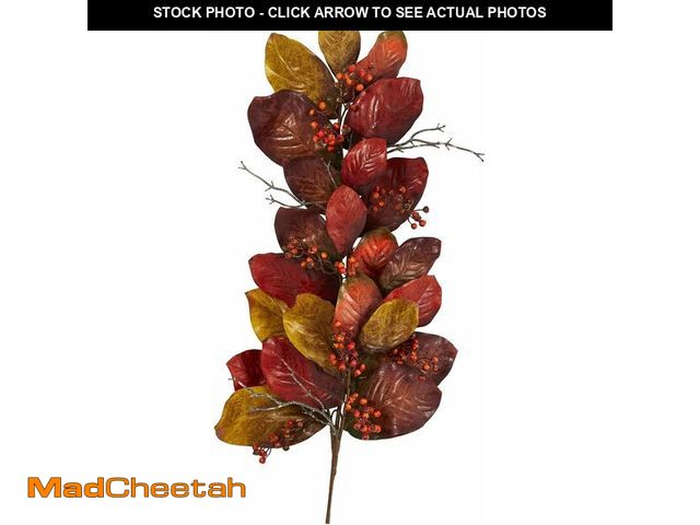 Lot 74-12633247 - Nearly Natural 36in. Autumn Magnolia Leaf with Berries Artificial Tear Drop - UNUSED