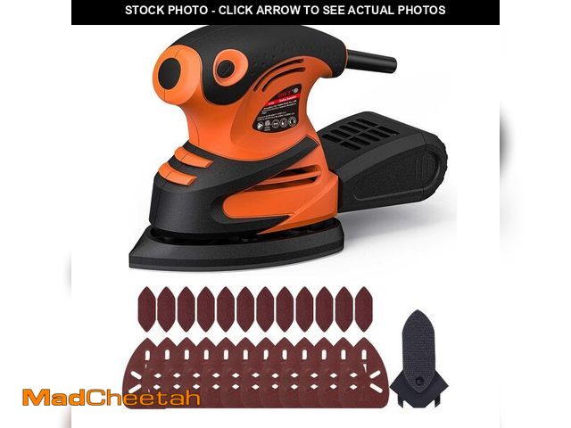 Lot 74-12835439 - *DIRTY/MISSING ACCESSORIES*  DWT Detail Sander, 1.5A 15000 OPM Electric Sander with 24pcs Sandpapers...