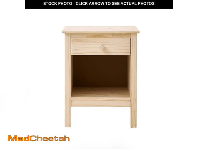 Lot 74-12663980 - StyleWell 1-Drawer Unfinished Natural Pine Wood Nightstand (25 in. H x 20 in. W x 16.5 in. D) - UNUS...