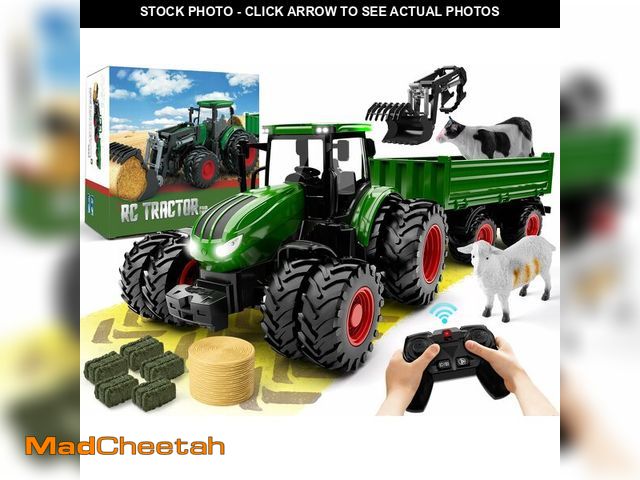 Lot 74-12443586 - Uarzt Remote Control Tractor Toy, Kids RC Tractor Set &amp; Truck and Trailer Front Loader - Metal C...