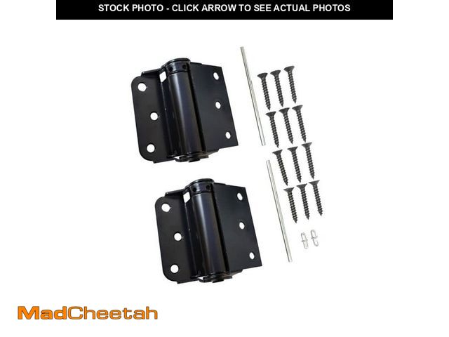 Lot 74-14212740 - QCAA Adjustable Spring Hinge, Half Surface, 3", Black, 2 Pack(1 Pair), Made in Taiwan - UNUSED