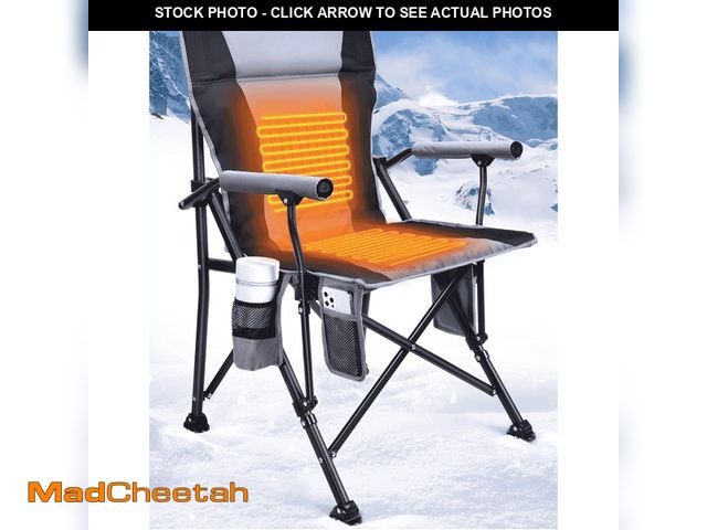 Lot 74-13766553 - Heated Camping Chair for Adults, Fully Padded Heated Folding Chair with 3 Heat Levels, Heats Back an...