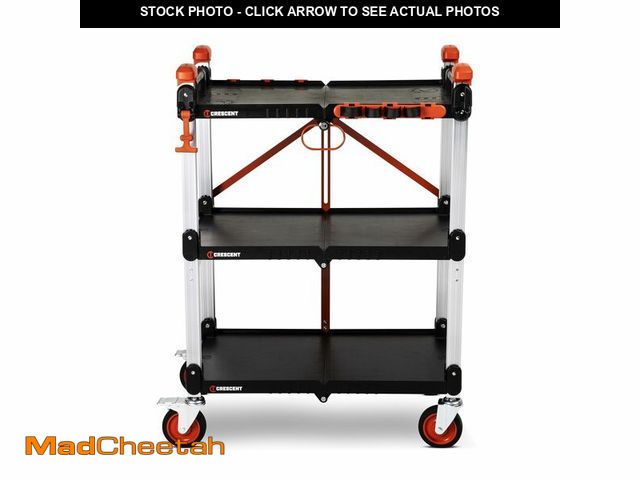 Lot 74-13645079 - Crescent SITERUNNER, 3 Shelf Heavy Duty Folding Jobsite Cart - 300-lb Capacity, F3SCBL - UNUSED