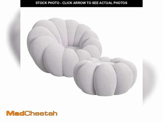 Lot 74-14253253 - Picket House Furnishings Pumpkin Grey Polyester Swivel Chair and Ottoman - UNUSED