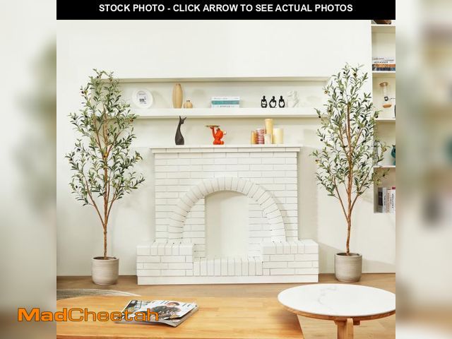 Lot 74-12480762 - 2 Pack 6 ft Artificial Olive Plants with Realistic Leaves and Natural Trunk, Silk Fake Olive Tree in...