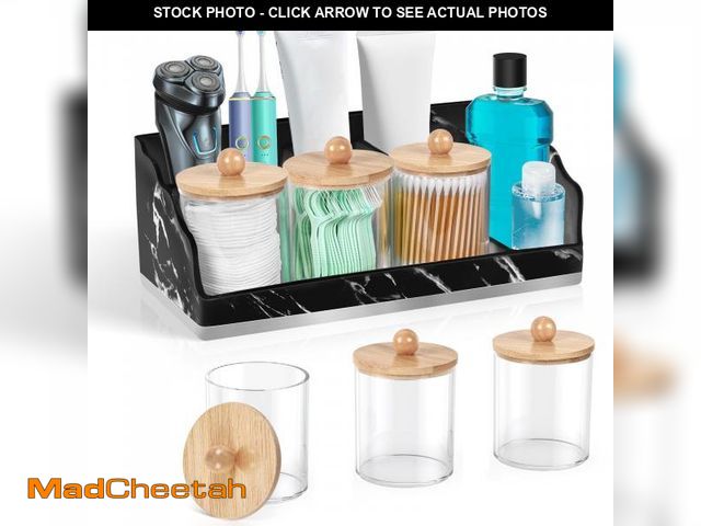 Lot 74-12314378 - TuCao Marble Bathroom Countertop Organizer, Toothbrush Holders for Bathroom with 3PCS Qtip Holder Di...
