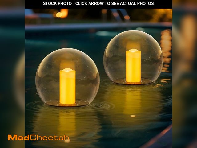 Lot 74-12975847 - NiceBuy 2-Pack 7.4x7.3 Solar Floating Pool Lights Ball Outdoor Water-Resistant IP66 Solar-Powered Th...