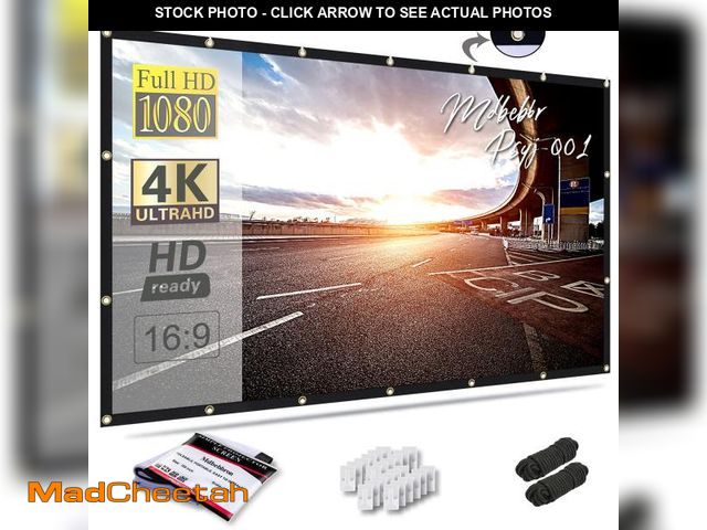 Lot 74-12117918 - Mdbebbron 120 inch Projector Screen 16:9 Foldable Anti-Crease Portable Projector Movies Screens for ...