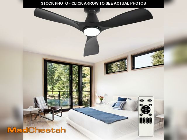 Lot 74-14207860 - Depuley 42-Inch Ceiling Fans with Lights: Black 3 Blade Flush Mount Low Profile Ceiling Fan for Bedr...