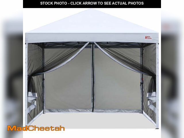 Lot 74-14353601 - MASTERCANOPY 10 x 10ft Pop-up Canopy Tent with Mesh Walls, White - USED