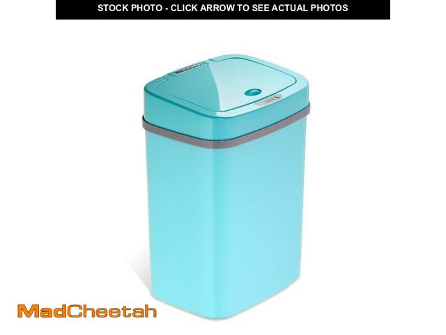 Lot 74-12746674 - NINESTARS 3 Gal. Motion Sensor Teal Blue Rectangular Shape Plastic Trash Can - UNUSED