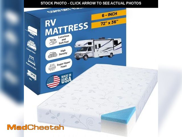 Lot 74-12097117 - Greaton, 6-Inch High-Density Cooling Gel Memory Foam RV Mattress Replacement, Medium Firm, Good for ...