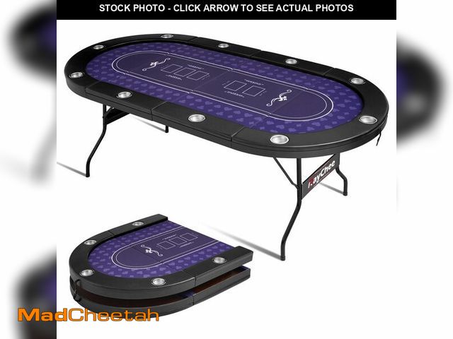 Lot 74-12661815 - REAHOISY 84 Inch Poker Table Foldable, 10 Player Folding Casino Tables with Casino Grade Felt, Padde...