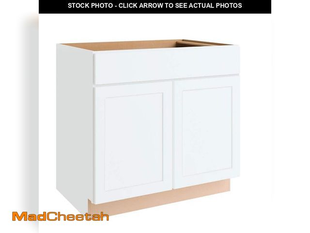 Lot 74-12640593 - Hampton Bay Courtland 36 in. W x 24 in. D x 34.5 in. H Assembled Shaker Sink Base Kitchen Cabinet in...