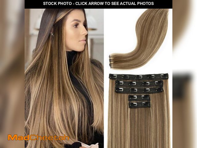 Lot 74-13629401 - REECHO Clip in Hair Extensions, Hair Extensions Thick Long Lace Weft Lightweight Synthetic Hairpiece...