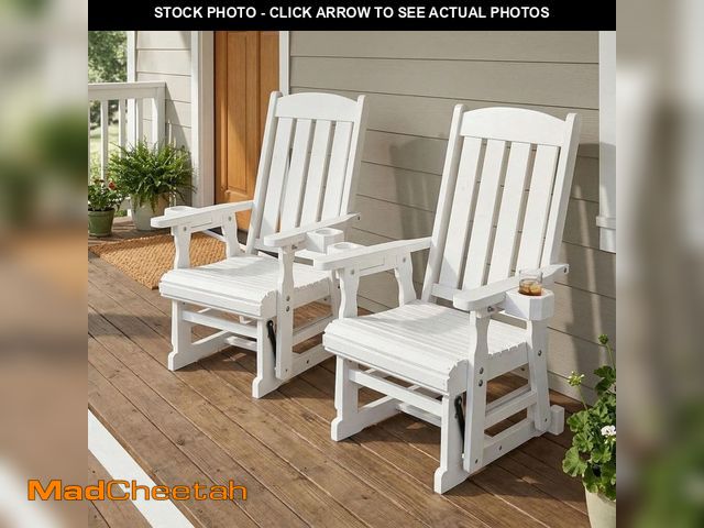 Lot 74-14242999 - *SCUFFED/DIRTY/MISSING HARDWARE* Innovaze 2-Piece Outdoor Wood Glider with Cup Holders, High Back an...