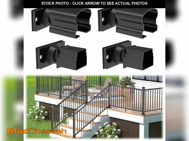Lot 74-14058904 - Egadis 4 Pack Aluminum Deck Railing Bracket Connector, Adjustable Railing Bracket, Black Textured AA...