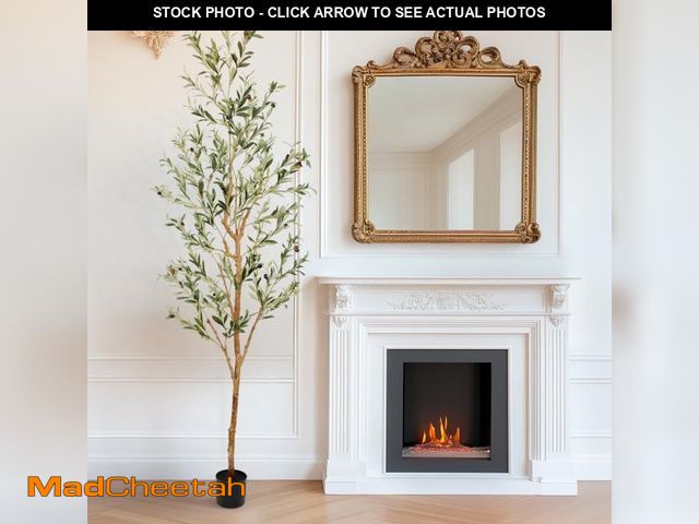 Lot 74-12511432 - Nafresh 7ft Faux Olive Tree with Real Wood Trunk and Realistic &amp; Full Leaves, 84in Fake Olive Tr...
