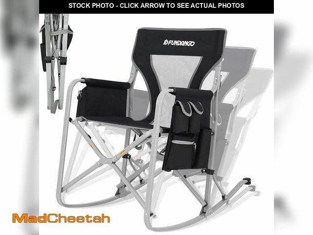 Lot 74-12764354 - FUNDANGO Black Folding Rocking Camping Chairs for Adults, Outdoor Foldable Director Chair for Campin...