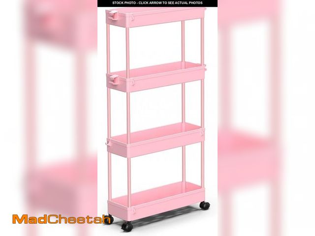 Lot 74-12220905 - SPACEKEEPER Slim Rolling Storage Cart 4 Tier Bathroom Organizer Utility Cart Mobile Shelving Unit To...