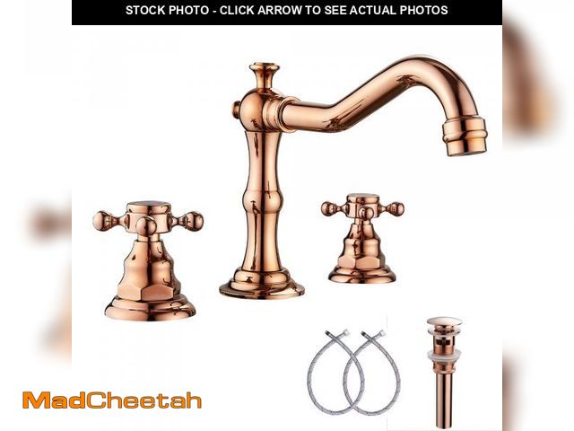 Lot 74-12115103 - GGStudy 8-16 inch Two Handles 3 Holes Widespread Bathroom Sink Faucet Copper Basin Mixer Tap Faucet ...