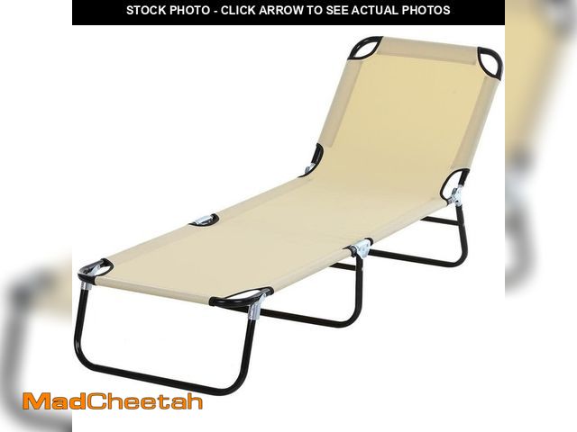 Lot 74-14290981 - Outsunny 3-Position Metal Adjustable Backrest Outdoor Chaise Chair Lounger, Beige with Light Frame G...