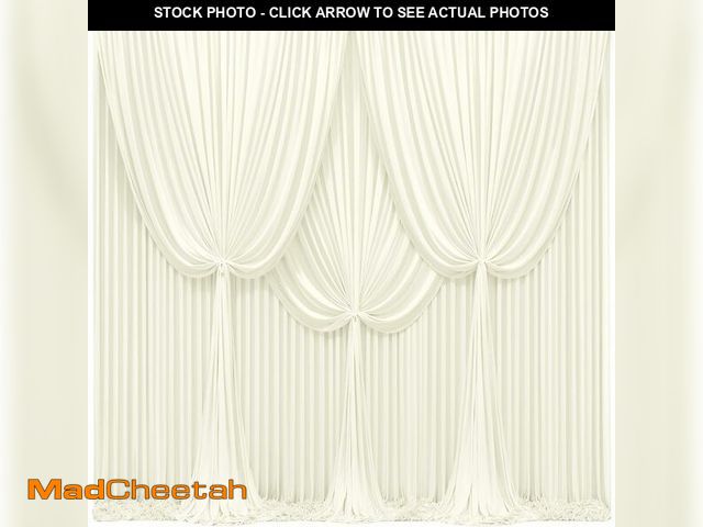 Lot 74-12697319 - 24x10FT Ivory Backdrop Curtains for Wedding Parties, Wrinkle Free Polyester Photography Backdrop Dra...