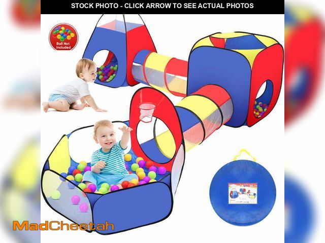 Lot 74-12678304 - Yexmas 5 in 1 Kids Play Tent and Tunnels - Ball Pit for Toddlers, Basketball Hoop, 2 Crawl Tunnels, ...