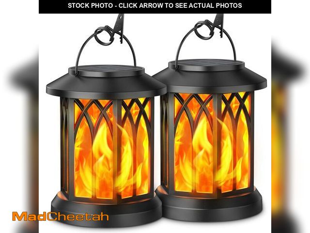 Lot 74-14298868 - KOOPER Hanging Solar Lights Lantern Outdoor, Flickering Flames Solar Outdoor Lights, Solar Lanterns ...