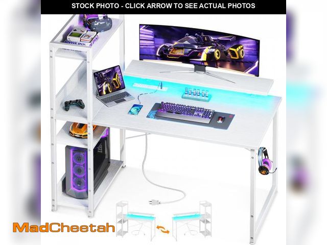 Lot 74-12540823 - (MISSING HARDWARE) ODK Reversible Gaming Desk with USB Charging Port and LED Lights, 40 Inch Compute...
