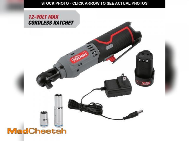 Lot 74-12533323 - Hyper Tough 12V Max* Lithium-Ion Cordless 3/8-inch Ratchet with 1.5Ah Battery and Charger, 98804, Ne...