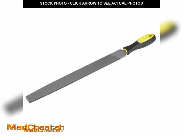 Lot 74-11859551 - uxcell Second Cut Grade High Carbon Hardened Steel Flat Mill File W Rubber Hand Grip Handle, 12-Inch...