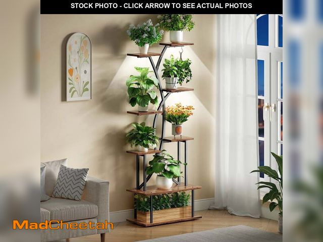Lot 74-14350425 - Plant Stand with Grow Lights, Biemlerfn 67" Tall Plant Shelf Indoor, 8 Tier Display Rack, Tree-Shape...