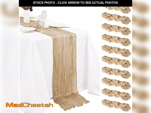 Lot 74-14275716 - 10 Pack Beige Cheesecloth Table Runner 10FT Boho Gauze Fabric Cheese Cloth Table Runners for Wedding...