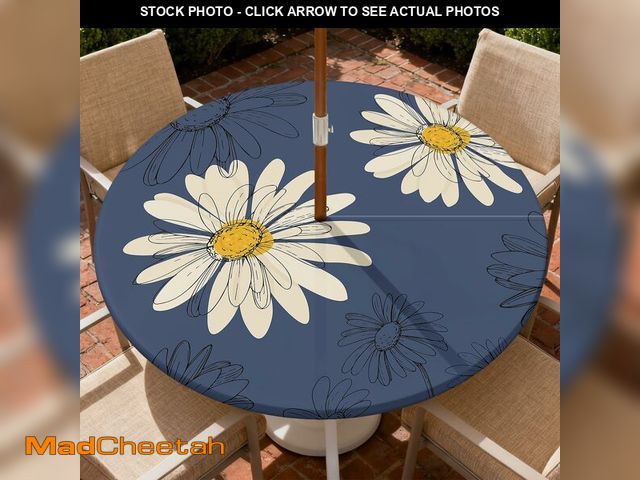 Lot 74-14207593 - COTAIL Round Outdoor Tablecloth with Zipper and Umbrella Hole, Fitted Table Cloth with Elastic, Oil ...