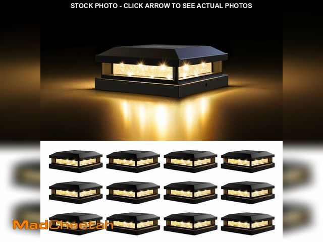 Lot 74-14272496 - Solar Post Cap Lights Outdoor 12 Packs for 4x4 4.5x4.5 5x5 Vinyl/Wooden Posts, Waterproof Solar Powe...