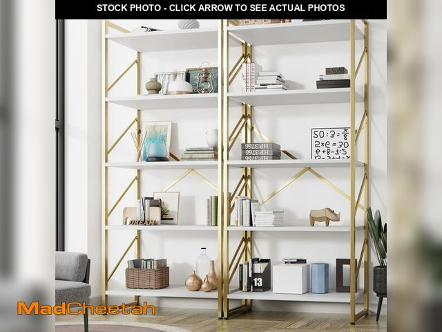 Lot 74-13803182 - Shintenchi 2 Pieces 5 Tiers Bookshelf, Classically Tall Bookcase Shelf, Industrial Book Rack, Modern...