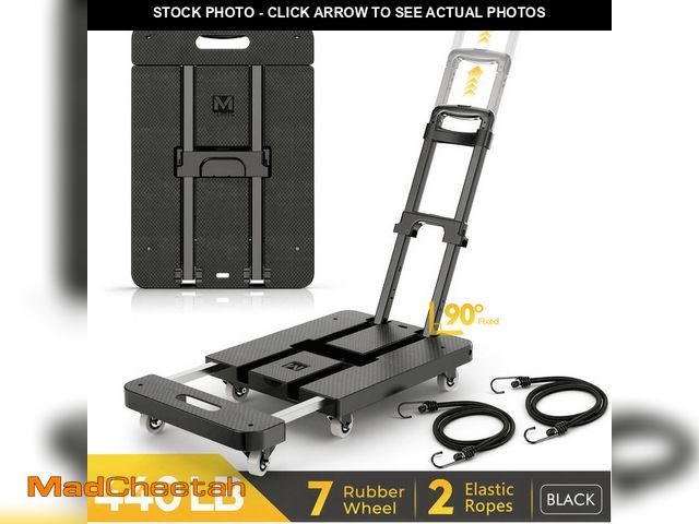 Lot 74-14434551 - M BUDER Folding Hand Truck, 440 LBS Heavy Duty Dolly Cart, Utility Platform Cart with 7 Wheels for T...