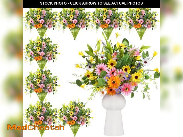 Lot 74-12077491 - Thiccywoov 12 Bundles Artificial Sunflowers Daisy Bouquets with Stems 16 Inch Fake Faux Flowers for ...