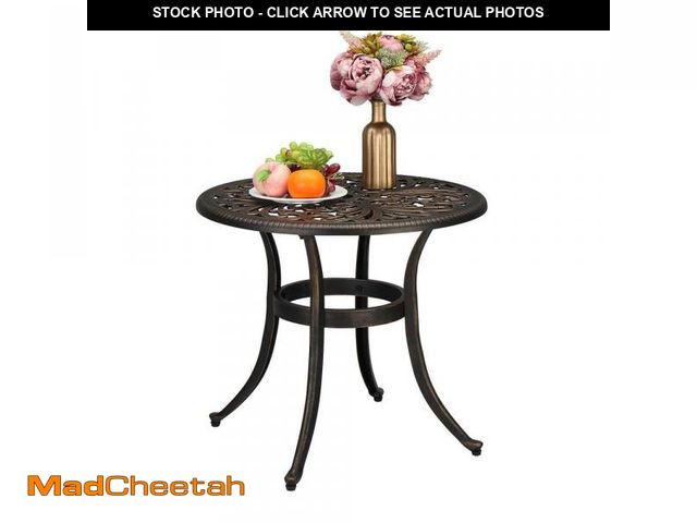 Lot 74-12424743 - Karl home Bronze Round Aluminum Outdoor Side Table - UNUSED
