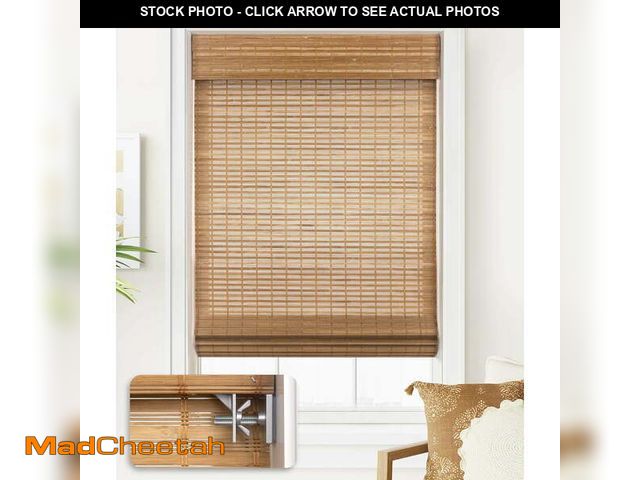 Lot 74-14087284 - LazBlinds No Tools No Drill Cordless Bamboo Roman Shades, Light Filtering Window Treatment, Roll Up ...