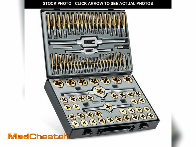 Lot 74-12880229 - Orion Motor Tech 86pc Tap and Die Set in SAE and Metric, Titanium Coated Steel Tap Set and Die Tool ...