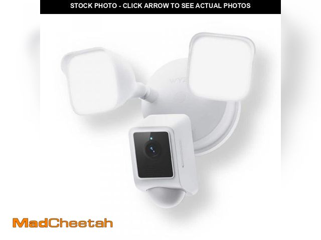 Lot 74-12492707 - Wyze Wired Outdoor Wi-Fi Floodlight v2 Home Security Camera with 2K Video, Color Night Vision, Motio...