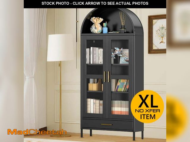 Lot 74-12689324 - Garvee Garvee Arch Cabinet with Glass Door, 72.8" Large Arched Display Cabinet W/Adjustable Shelves ...