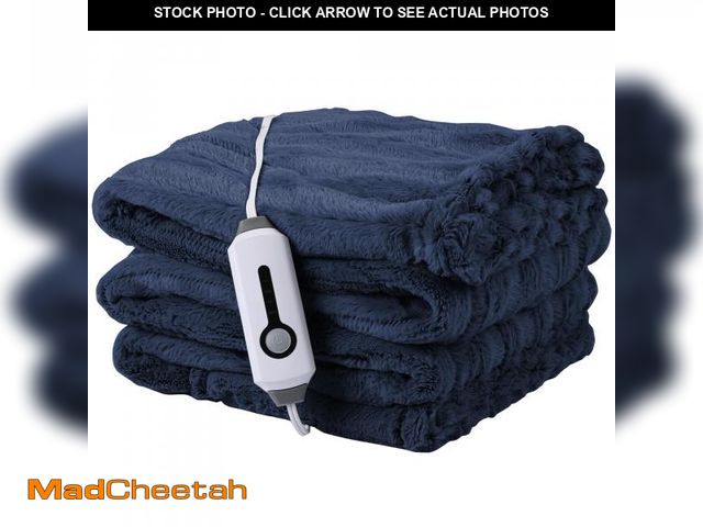 Lot 74-11553401 - McJaw Heated Electric Throw Size 50''x60'', Faux Fur Blanket with 3 Hour Auto Off &amp; 4 Heating Le...